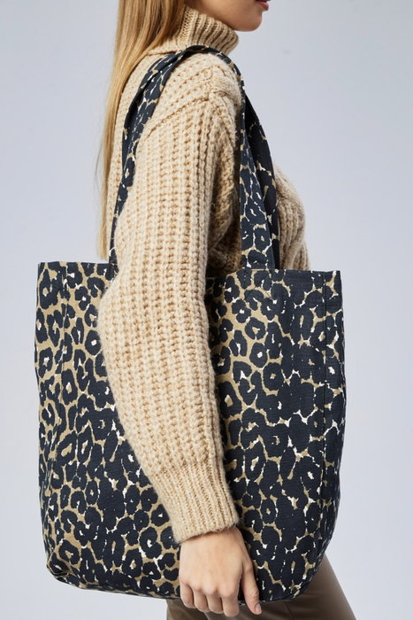 Zoozie Bags Bolso Tote de Lona Crema y Leopardo Zoozie Bags Bolso Tote de Lona Crema y Leopardo